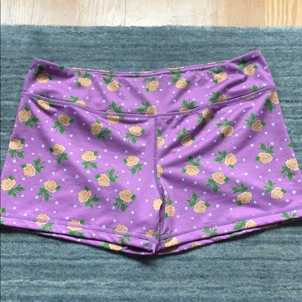 IAB MFG Athletic Shorts Purple Polka Dot Roses XL